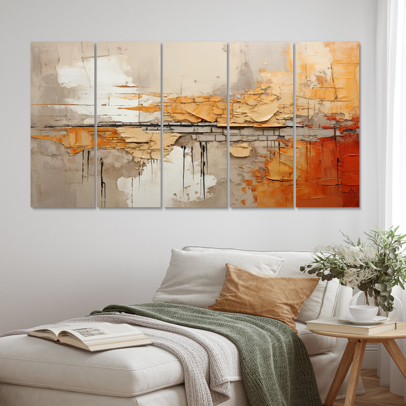 Orange Impressions I - 5 Piece Wrapped Canvas Print