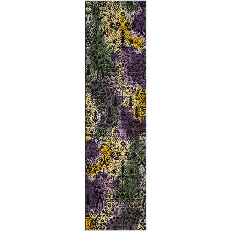 Tapis à motif floral Chris, Tapis de couloir 2 pi 3 po x 8 pi