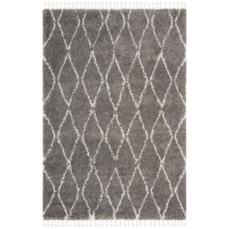 ImraanMoroccan Fringe Shag Performance Geometric Rug, Rectangle 5'3" x 7'6"