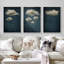 Ensemble de 3 reproductions sur toile flottantes sur fond de nuages abstrait bicolore bleu marine foncé-98126456-98126459
