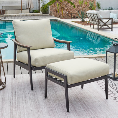 Alilet Patio Chair with Cushions and Ottoman