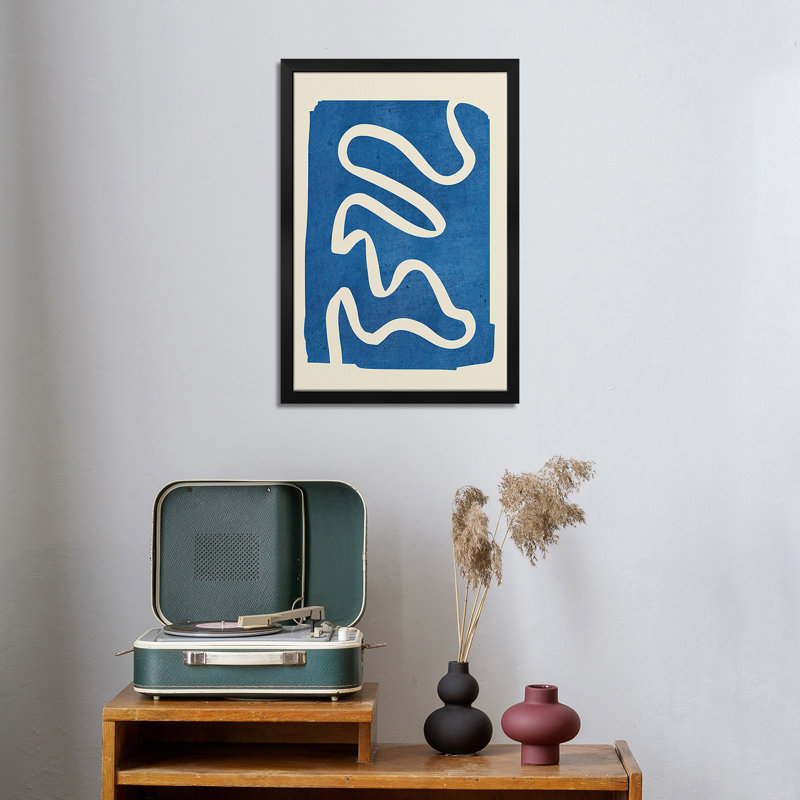 Géométrique abstrait bleu minimal - reproduction d'art murale - affiche de galerie, H 24 po x l 16 po