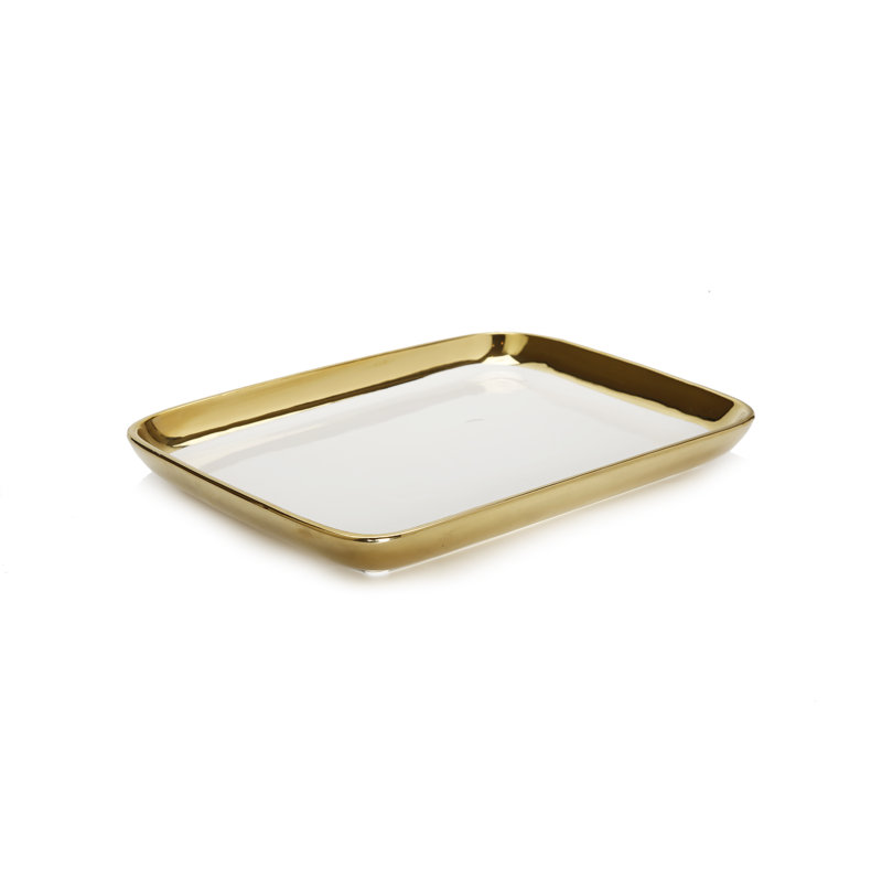 Assiette décorative rectangulaire blanche