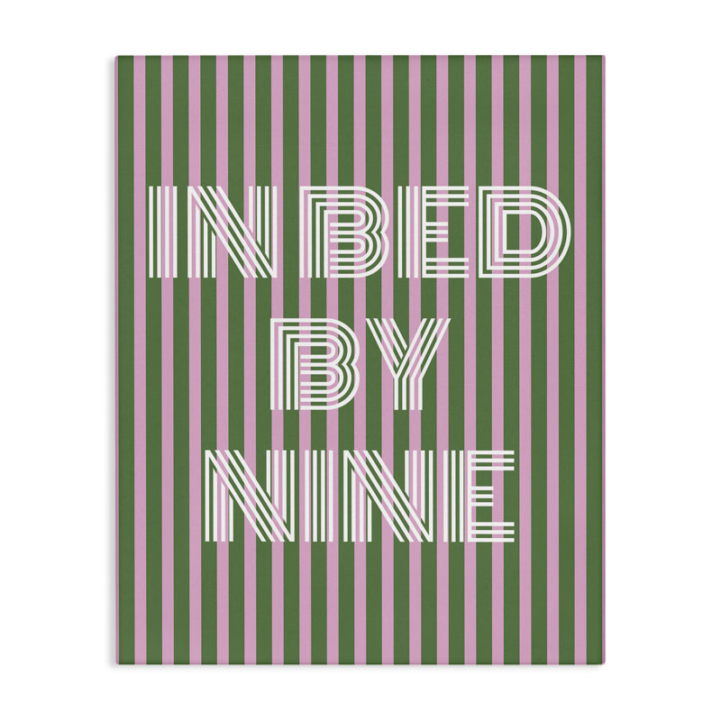 "In Bed By Nine", art mural par House of Lulu, H 20 po x l 16 po