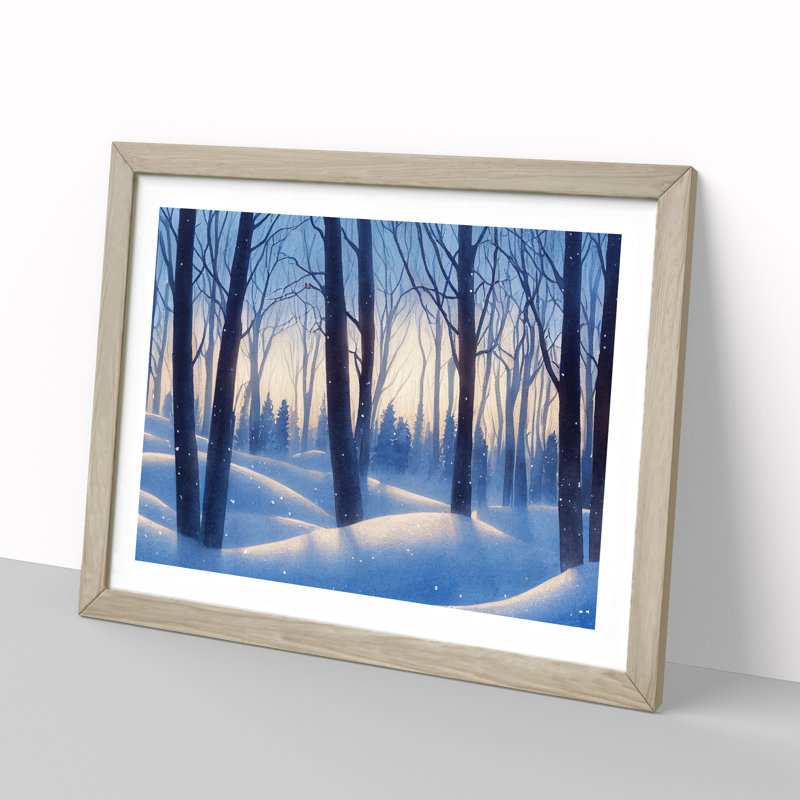 XH1022-10223X Winter Forest Watercolour Vol.2 - Single Picture Frame Print, 46cm H x 64cm W x 2cm D, Oak