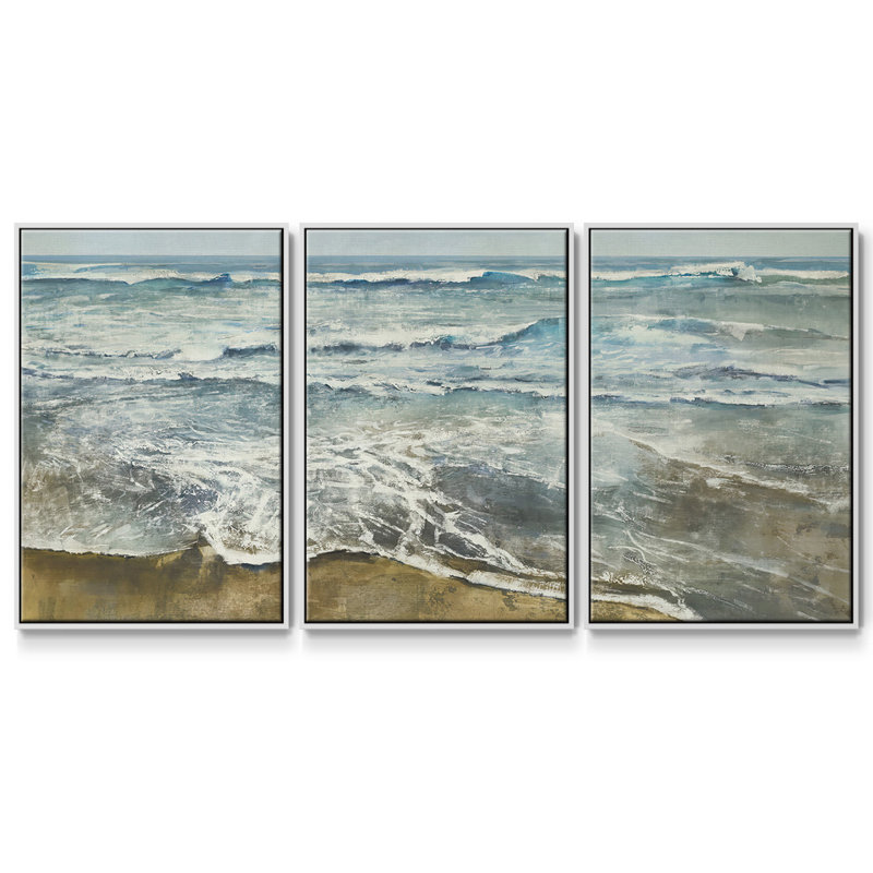 BEACHCOMBING - Toile encadrée multi-pièces, H 36 po x l 75 po x P 2 po, Blanc