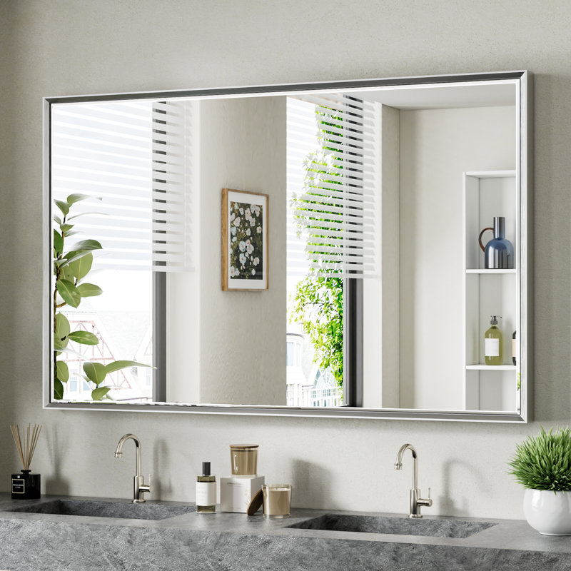 Miroir de salle de bain mural Lohoski, Argent, 30 po x 48 po