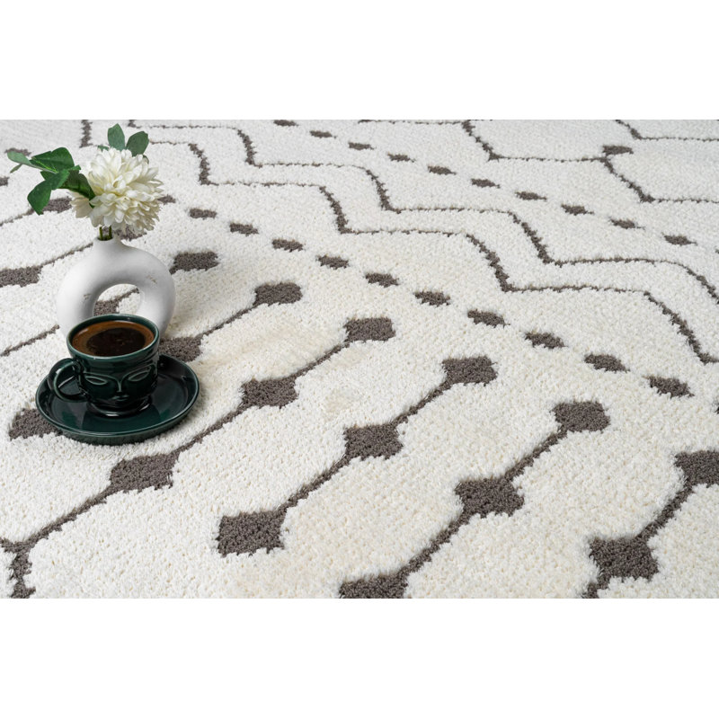Tapis crème scandinave beige Videlle, Carré 1 pi 6 po