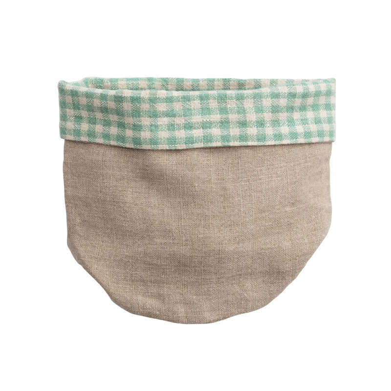 Handwoven Linen Bread Basket With Gingham Lining