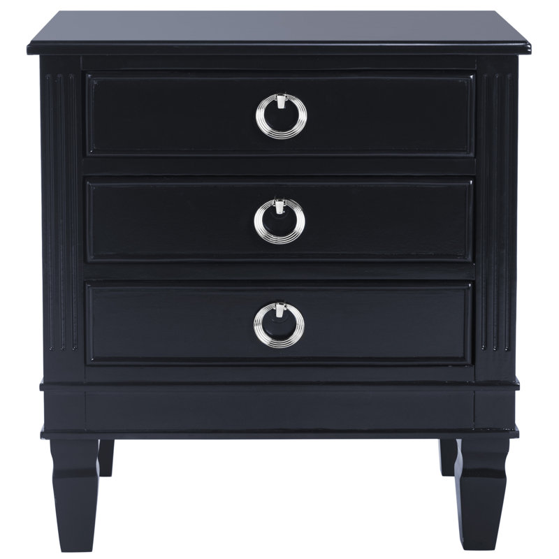 Aonesty 24'' W Solid Wood Nightstand, Navy