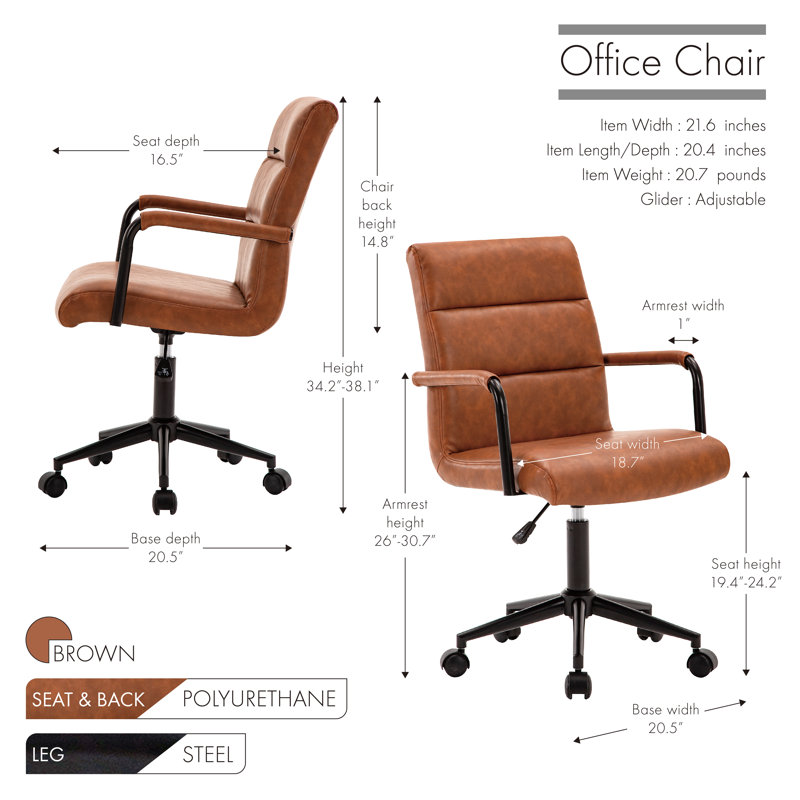 Acklin Office Chair, Brown