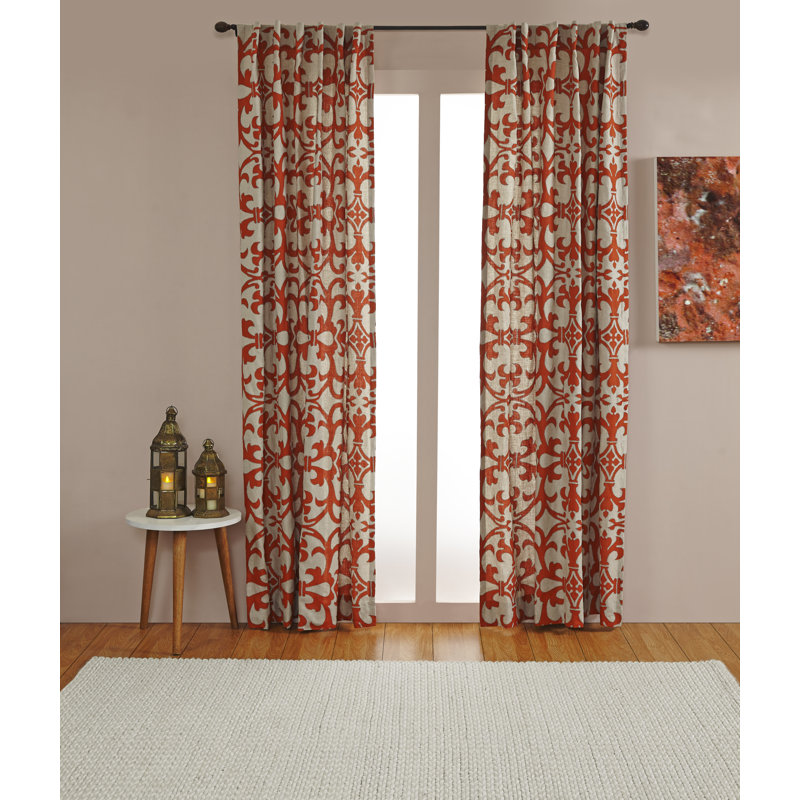 100% Linen Semi Sheer Curtain Single Panel, 51" W x 96" L, Orange