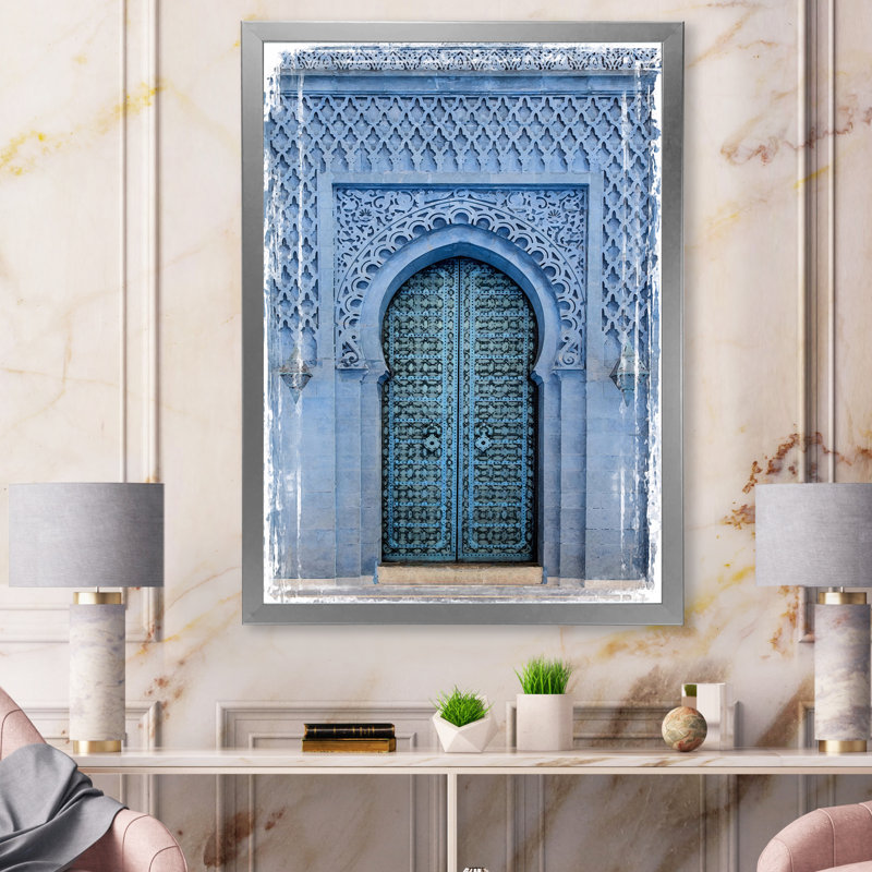 Porte d'entrée en bois traditionnelle marocaine traditionnelle - photographie sur toile, H 32 po x l 24 po