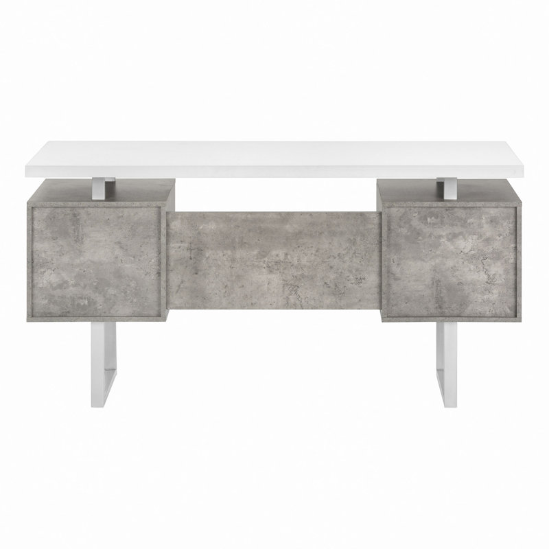 Bureau d'ordinateur à configuration à gauche ou à droite avec tiroirs de rangement pour le bureau personnel Jazarian, Chrome