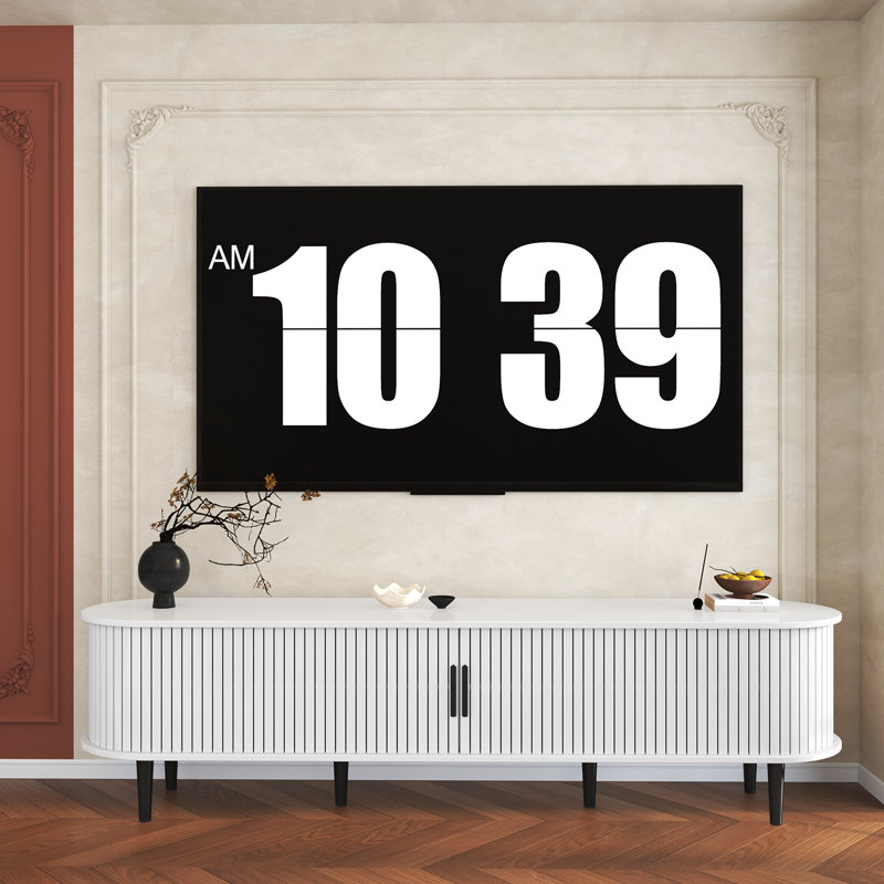 70" Mid-Century Modern TV Stand with Tambour Doors