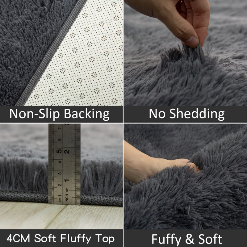 Aamin Solid Colour Faux Leather 90cm X 150cm Area Rug