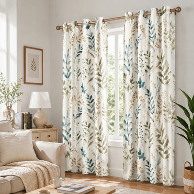 2 pièces rideaux bloquant le soleil à motif botanique, dessus à anneaux à motif de feuille artistique, rideaux esthétiques modernes pour la décoration de chambre à coucher de salon pour la maison