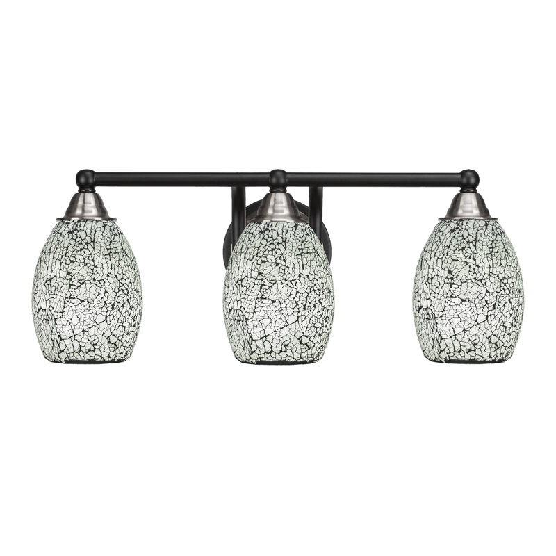 Barre d'éclairage de salle de bain 3 lumières Michell, Noir, Noir mat / nickel brossé