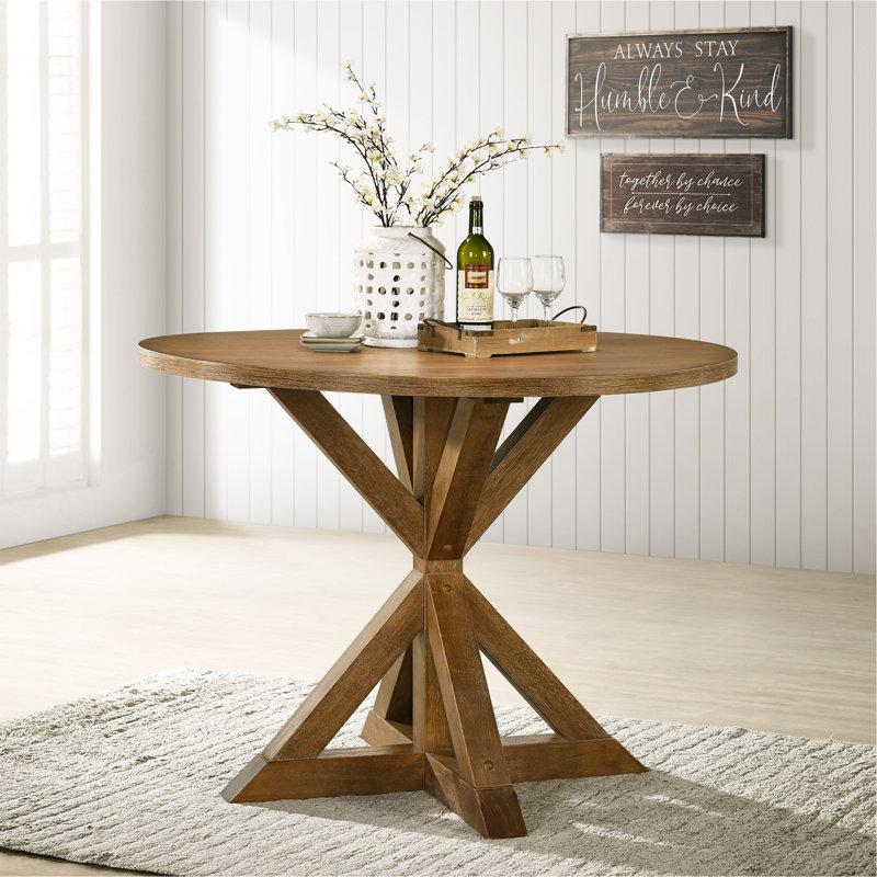 Windvale Cross-Buck Base Counter Height Dining Table, Brown, 36"H x 47.2"L x 47.2"W