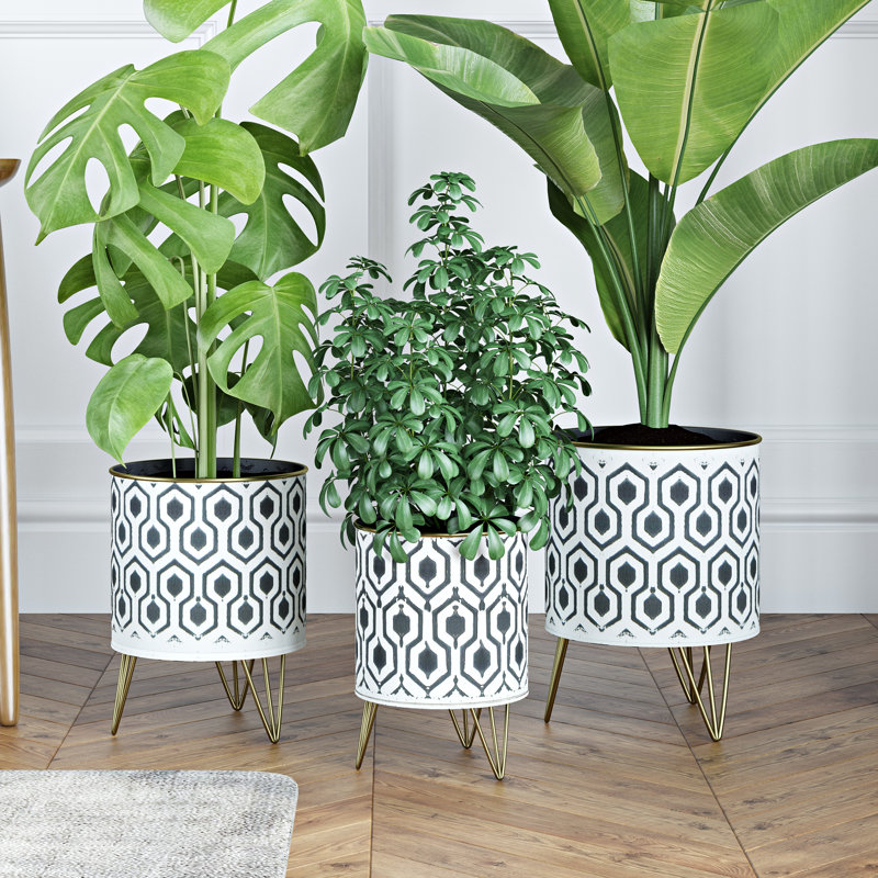 Andrey Round Metal Modern Indoor Pot Planter Set