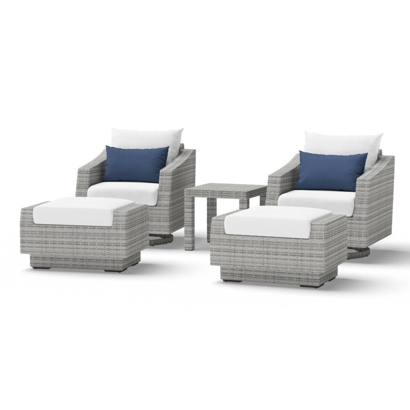 Cannes 5 Piece Club Seating Group with Cushions, Canvas Regatta Sunbrella® Canvas
