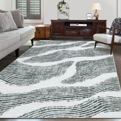 Modern Abstract Striped Carpet Washable Bedroom Rugs Soft Hallway Entryway Rug Thin Non Slip Indoor Area Rug Living Room Non-Shedding Rug Kitchen Rug Farmhouse Office Dorm
