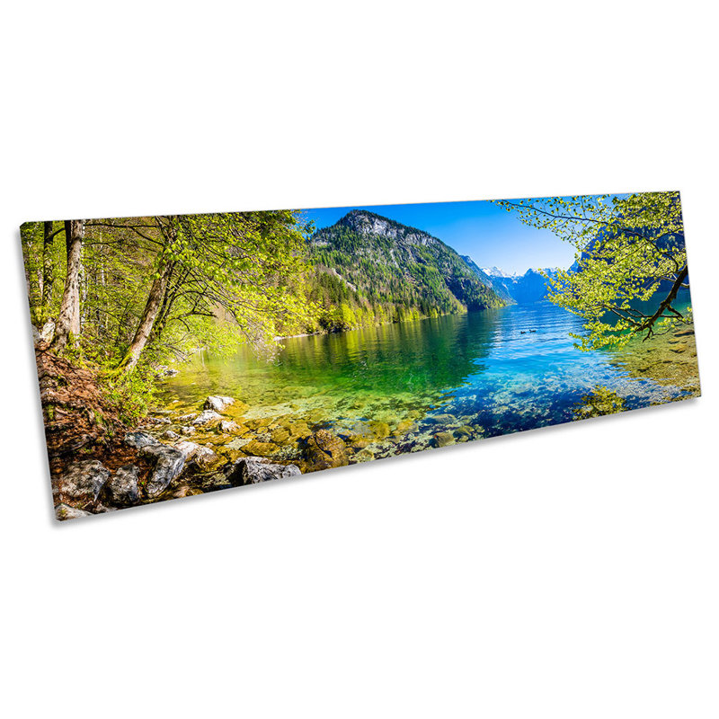 Mountain Lake Landscape - Wrapped Canvas Panoramic Print, 40.64cm H x 121.92cm W x 2cm D