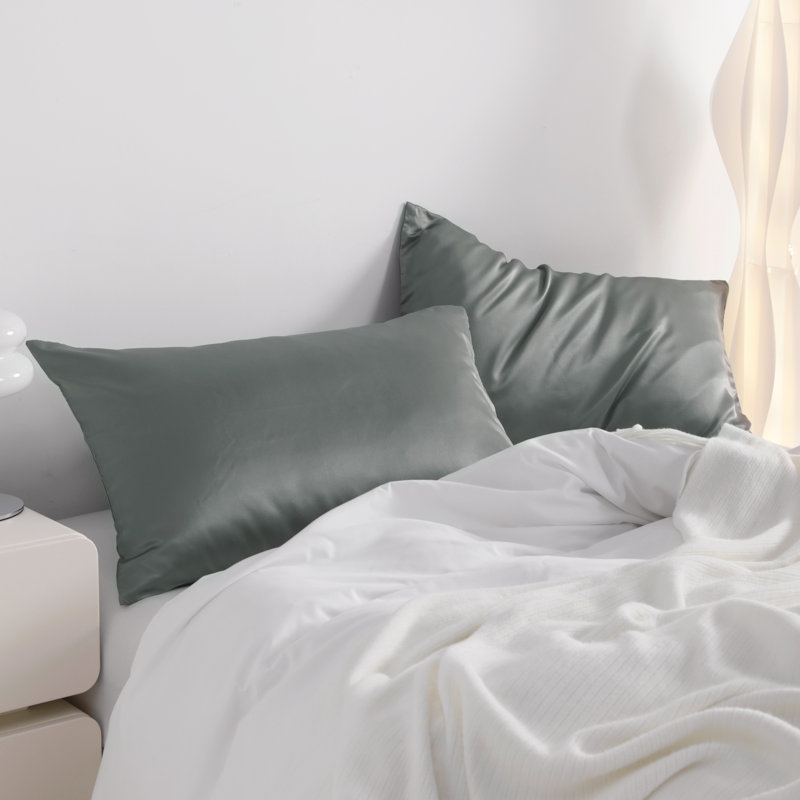  Housse de coussin en microfibre, Gris foncé, Grand