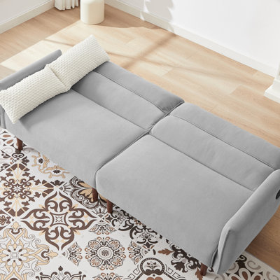 Canapé-lit futon convertible Modern, canapé-lit réglable, canapé-lit confortable en velours côtelé avec pieds en bois et 2 coussins