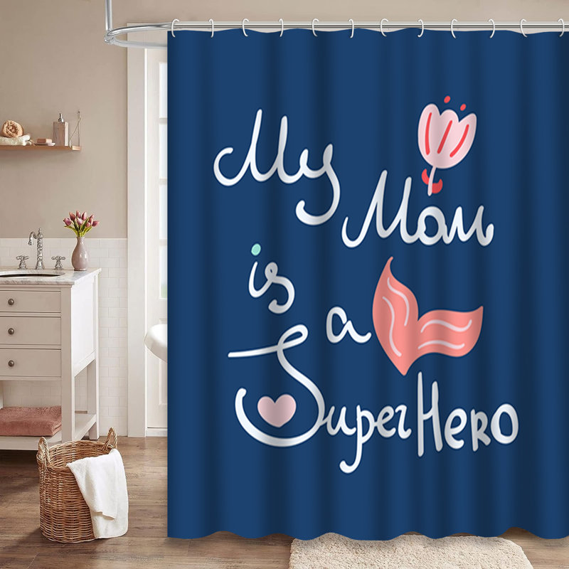 Rideau de douche maman abstrait avec 12 crochets, L 72 po x l 72 po