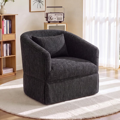 360-Degree Swivel Upholstered Armchair with Accent Pillow