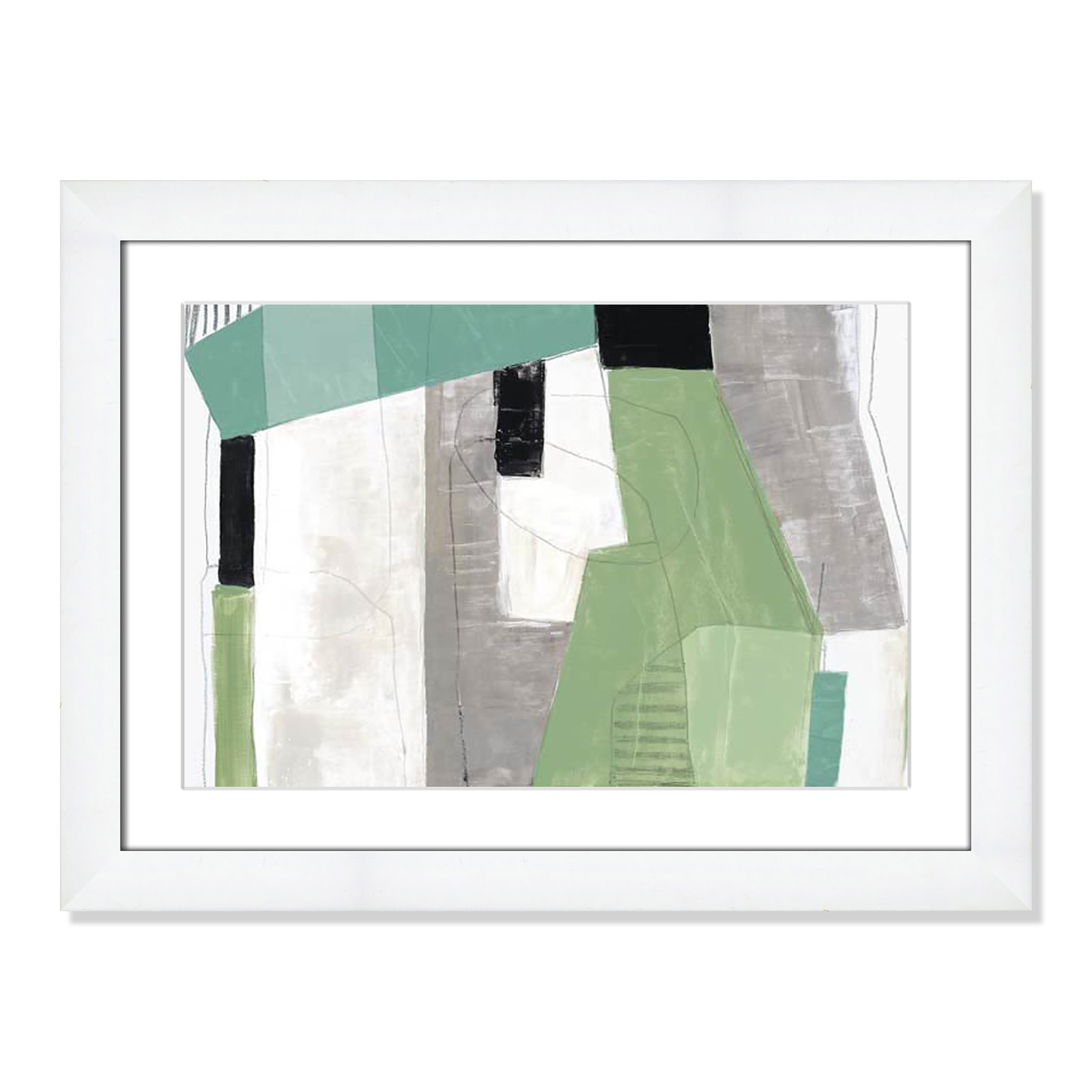 Evergreen Essence Print, White, 18.5" H x 24.5" W x 1.25" D, White Cube Frame - Matted Fine Art Paper Print
