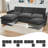 100" Chenille Sectional Couch With Two Ottomans-259962186