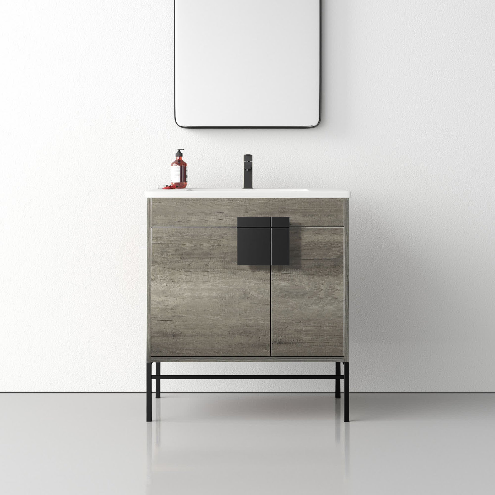 Maisie 30'' Single Bathroom Vanity, Black Matte, Gray