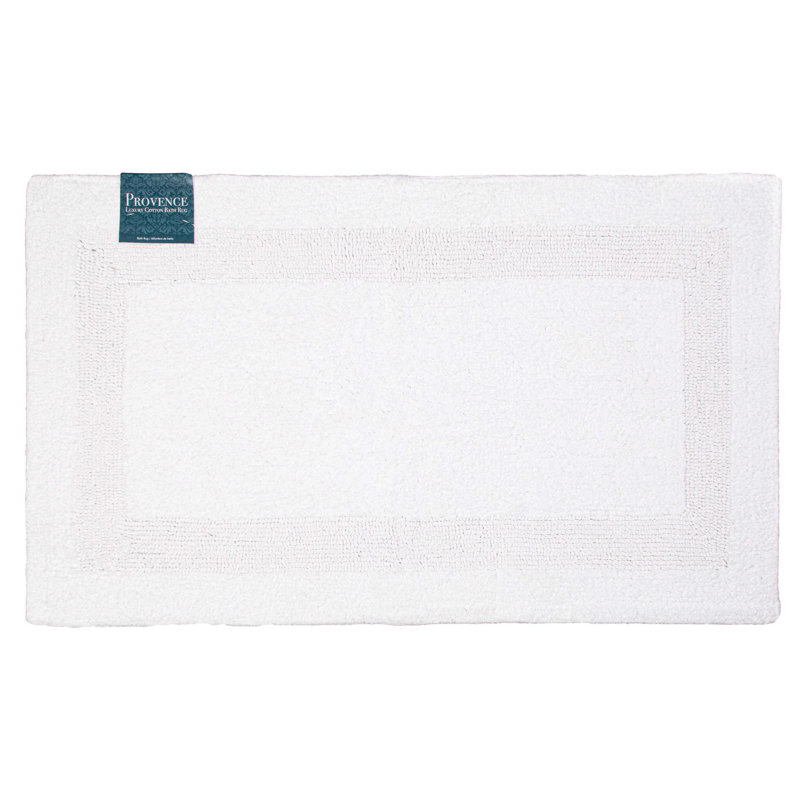 Provence 100% Cotton Bath Rug, 20" W x 32" L, White