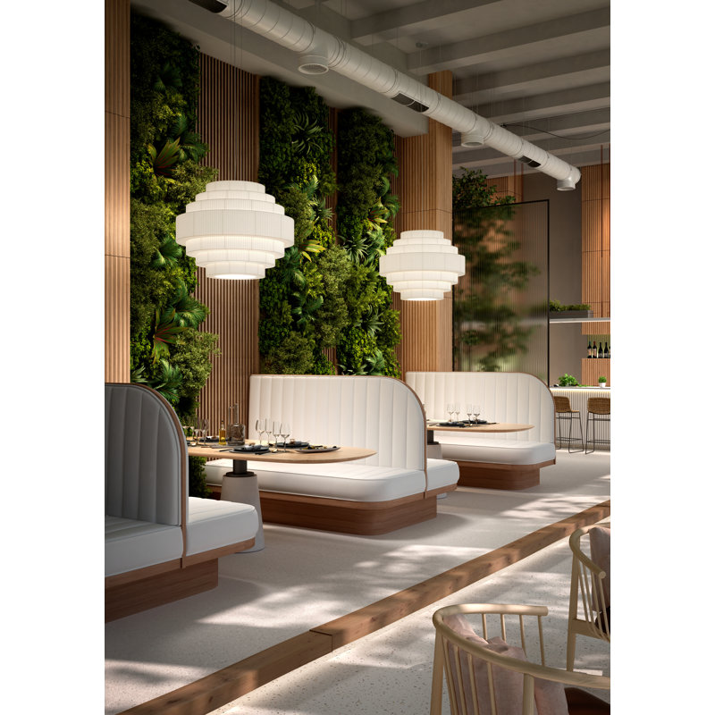 Mos 6 - Light Chandelier, White Translucent Ribbon, 27.17" H x 35.43" W x 35.43" D