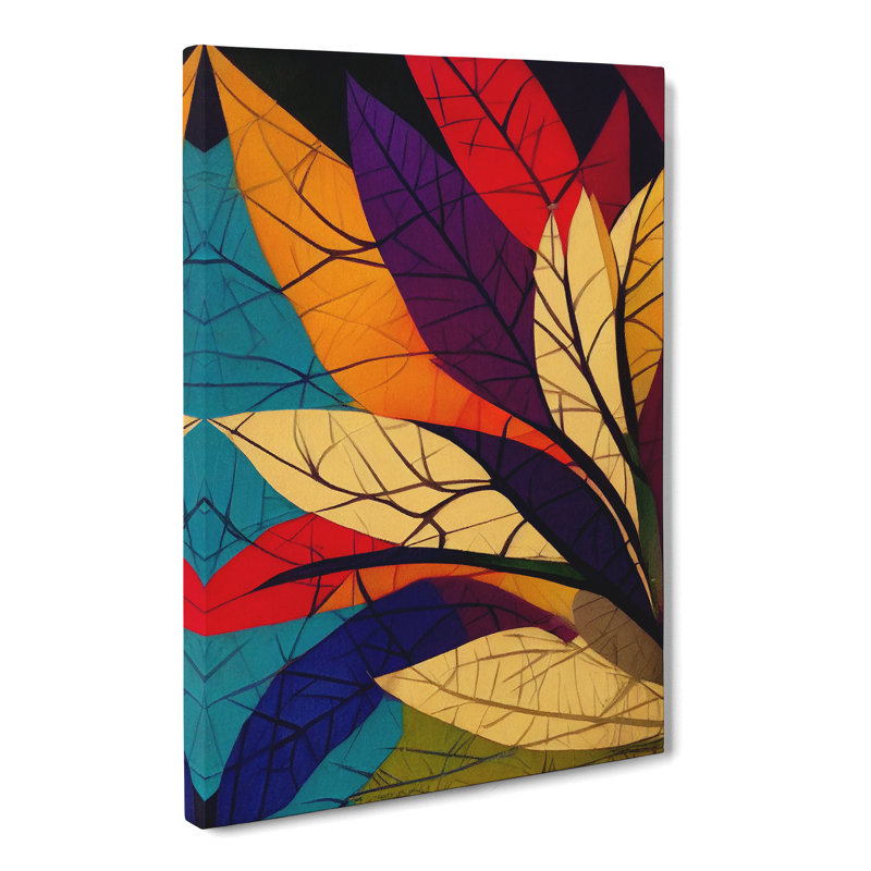 CAN-V0523-1325X Leaf Patchwork - Wrapped Canvas Print, 50cm H x 35cm W x 3cm D