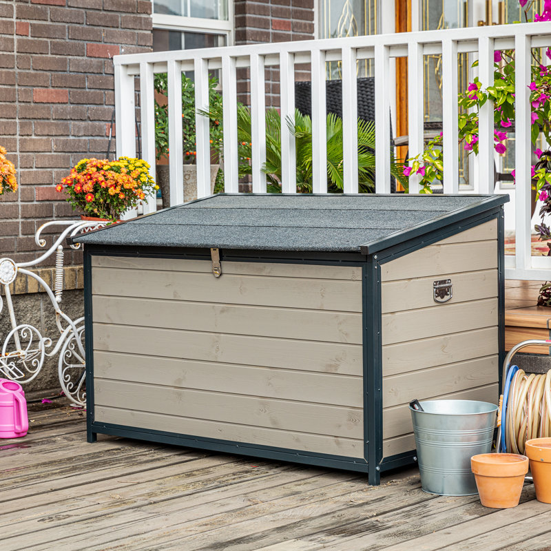 24.4 CUFT. Outdoor Solid Wood Storage Bin and Pet Food Storage Container