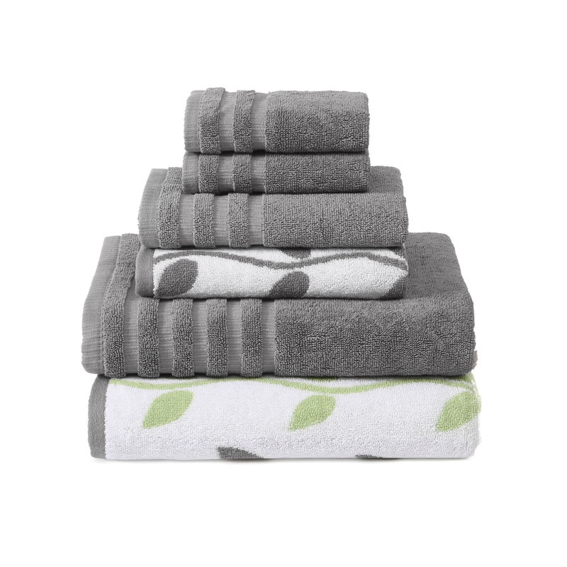 Ensemble de serviettes en jacquard teint en fil et en coton 6 pièces Modern fils modernes - 100% coton, à séchage rapide et bain absorbant