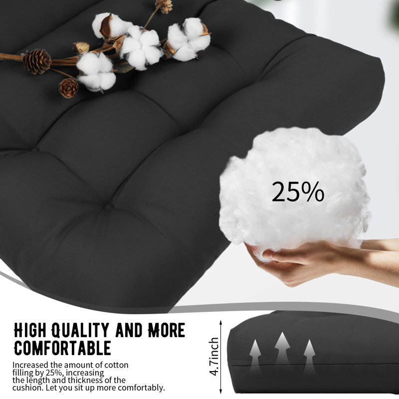 Coussin de chaise Adirondack 5 pouces (ensemble de 4), Noir, noir, noir, noir
