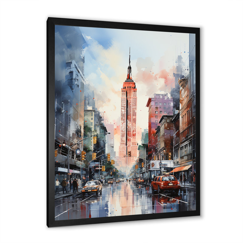 Modernisme urbain horizon III, H 20 po x l 12 po x P 1 po, Cadre simple noir