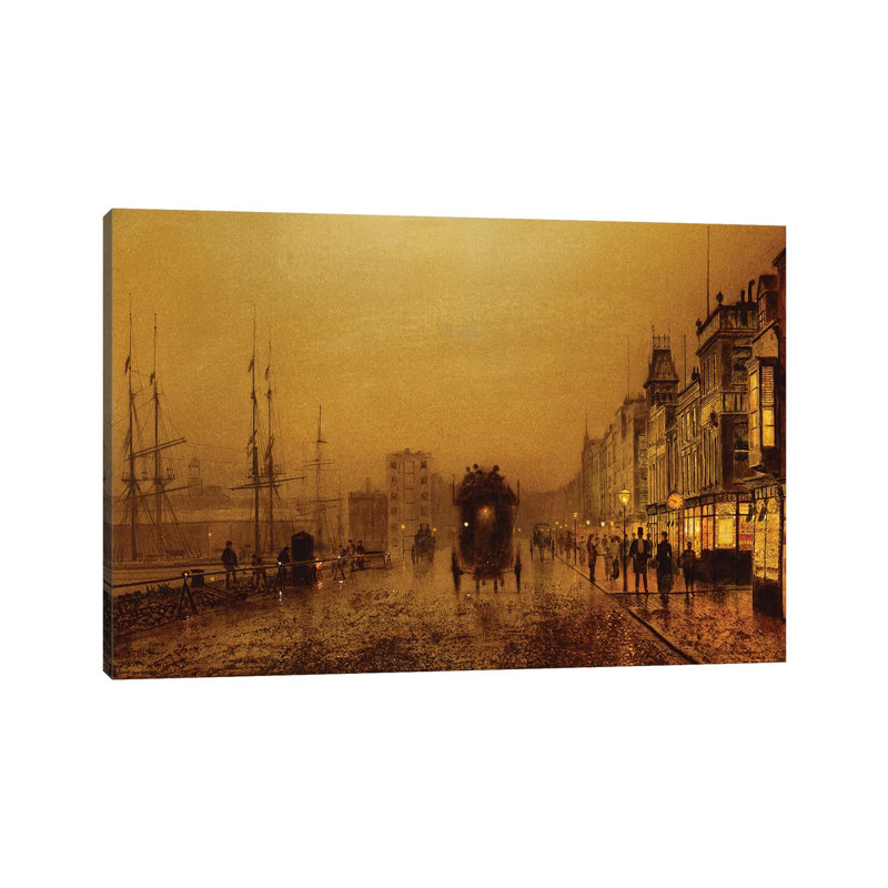 Glasgow Docks, 1892 by John Atkinson Grimshaw - Wrapped Canvas Print, 30.48 cm H x 45.72 cm W