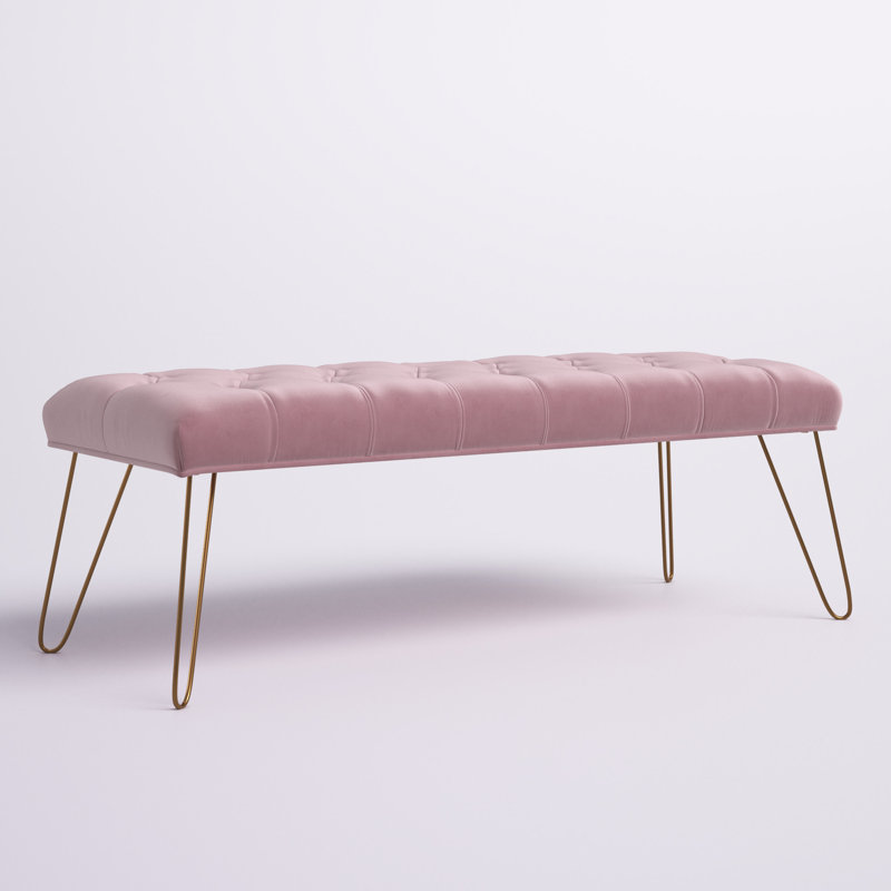 Romilda Velvet Upholstered Bench, Pink