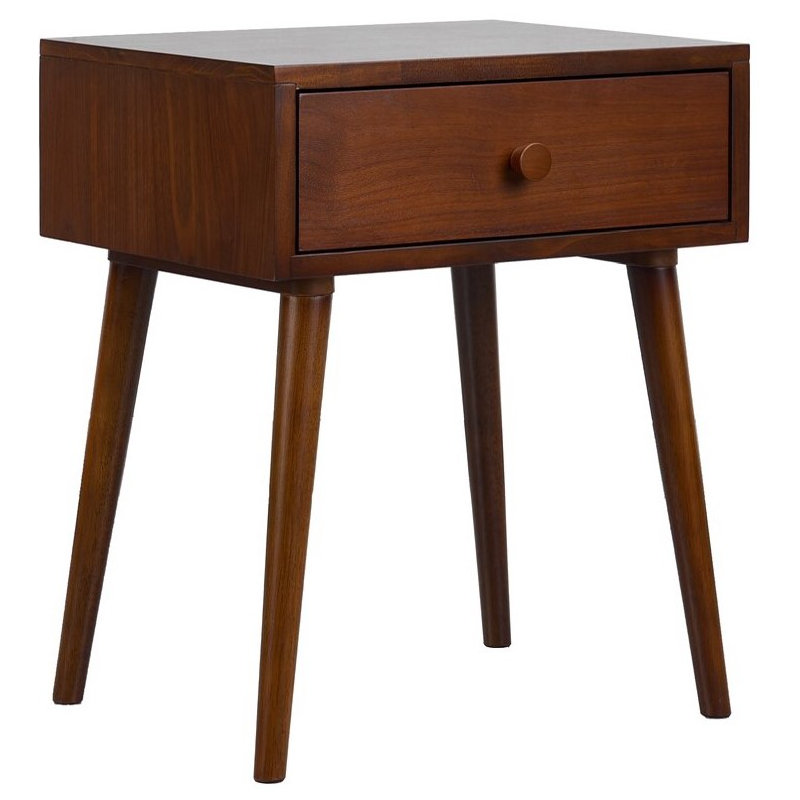 Solid Wood  Nightstand Lux Nightstand with Drawers, 150 lbs Capacity, Table with Storage Drawers, Dark Walnut, 1