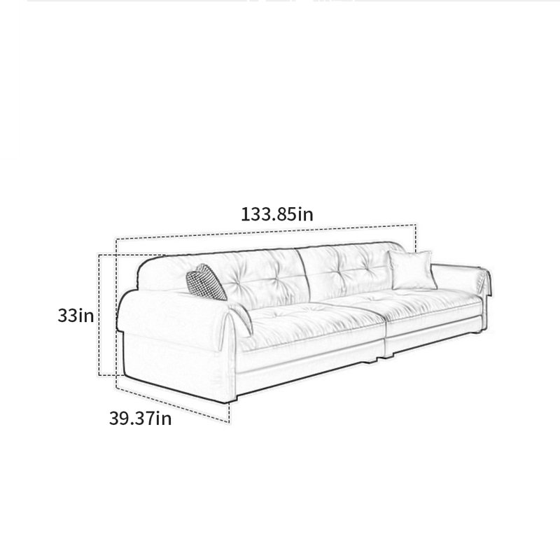 Canapé américain rétro et simple, H 33 po x l 133,85 po x P 39,37 po, 2