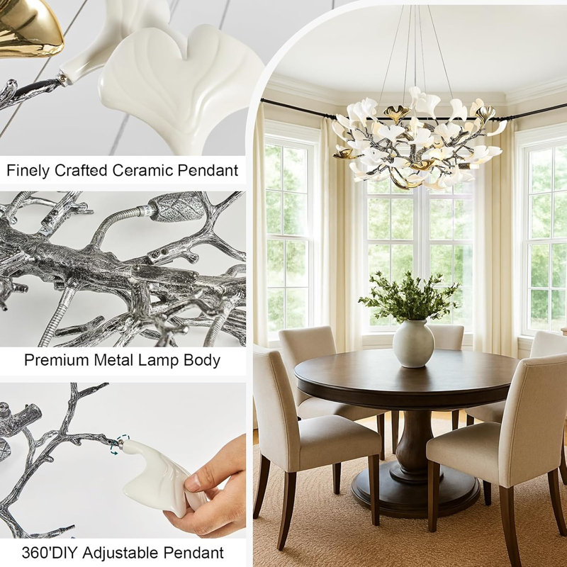 Lustre 31 po Ginkgo, L 31,49 po x l 31,49 po x H 15,7 po