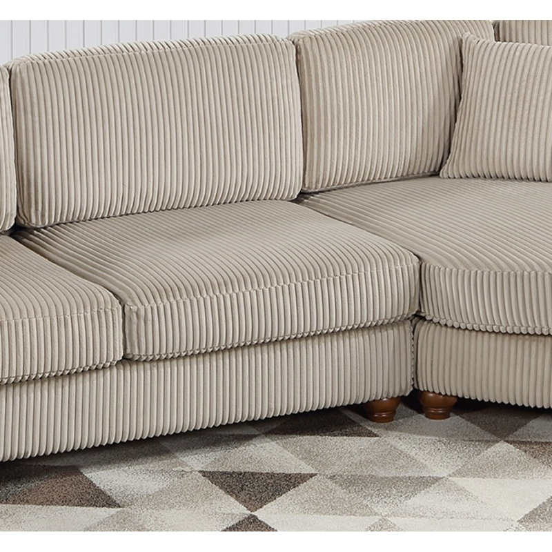 Ensemble de canapé modulaire contemporain en velours côtelé 2 pièces, Beige