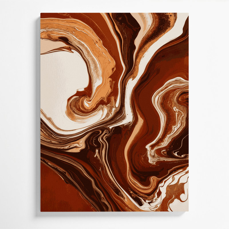 Abstrait art fluide sur toile brune 55, H 14 po x l 11 po