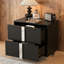 Table de chevet classique noire, pied en métal, 2 tiroirs, format 23,3 po x 15,4 po x 21,3 po