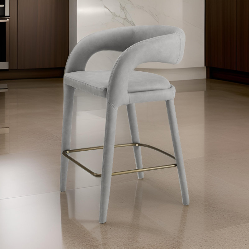 Tabouret de comptoir en cuir Freestyle, gris, 29.5''